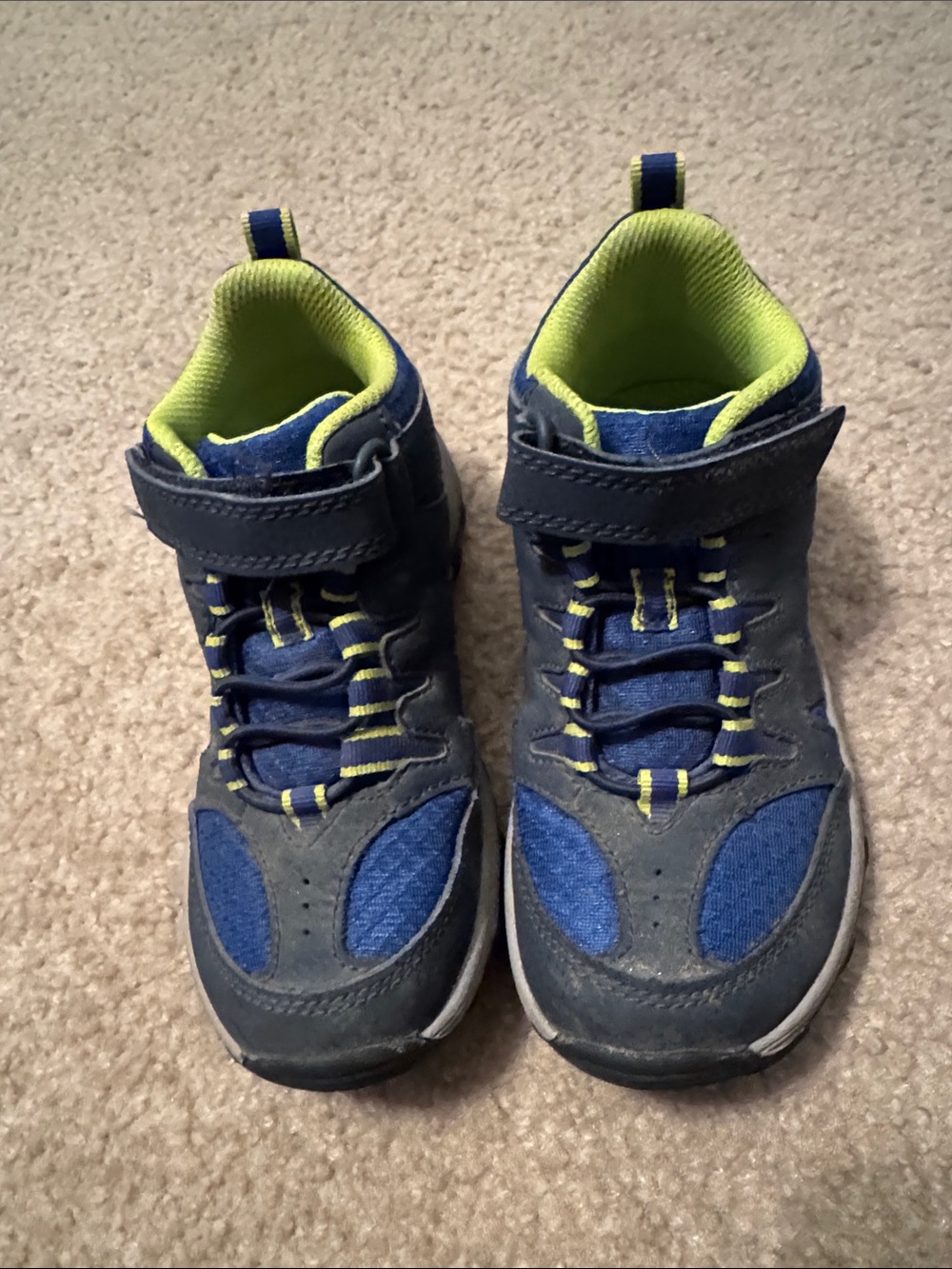Merrell Kids Navy Blue and Lime Green Hiking Sneakers